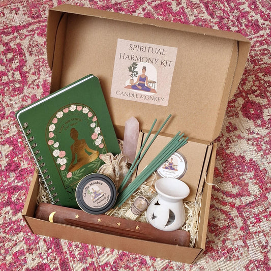 Spiritual Harmony Kit - Luxury Meditation Hamper With Botanicals Wax melts, Celestial Burner, Journal Etc. Birthday Gift Free UK Post