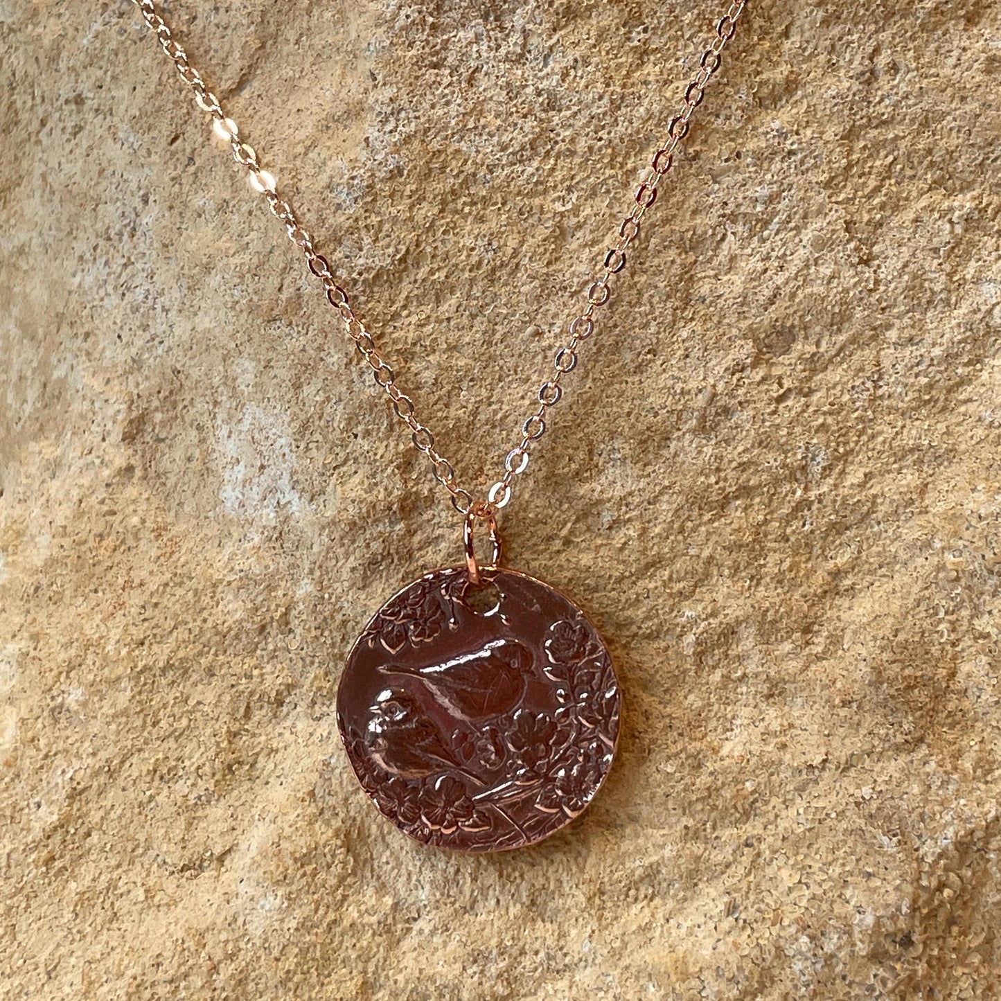 White Boar Forge Blue Tit Pendant Birdwatcher Garden Birds Made in Pure Copper Necklace Free UK Postage