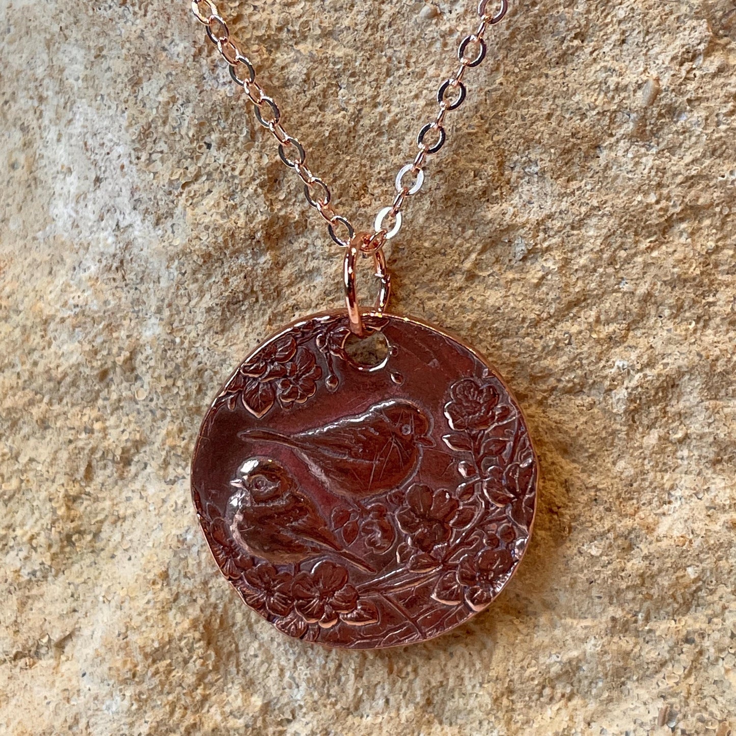 White Boar Forge Blue Tit Pendant Birdwatcher Garden Birds Made in Pure Copper Necklace Free UK Postage