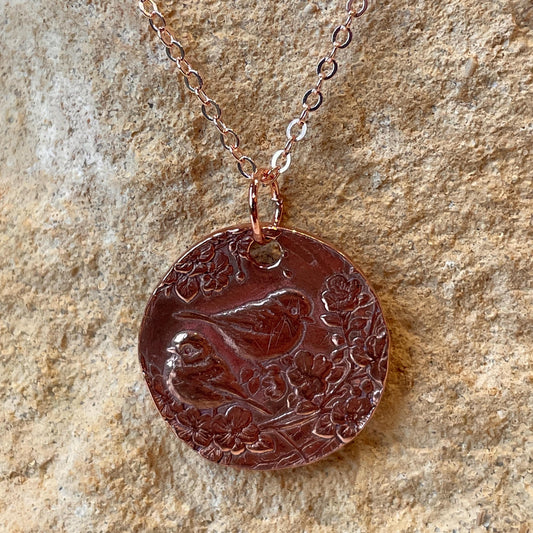 White Boar Forge Blue Tit Pendant Birdwatcher Garden Birds Made in Pure Copper Necklace Free UK Postage