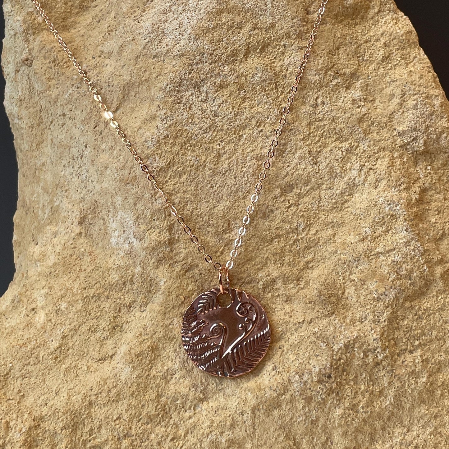 White Boar Forge Bracken Pendant Handmade Botanical Fern Necklace in Pure Copper Free UK Postage