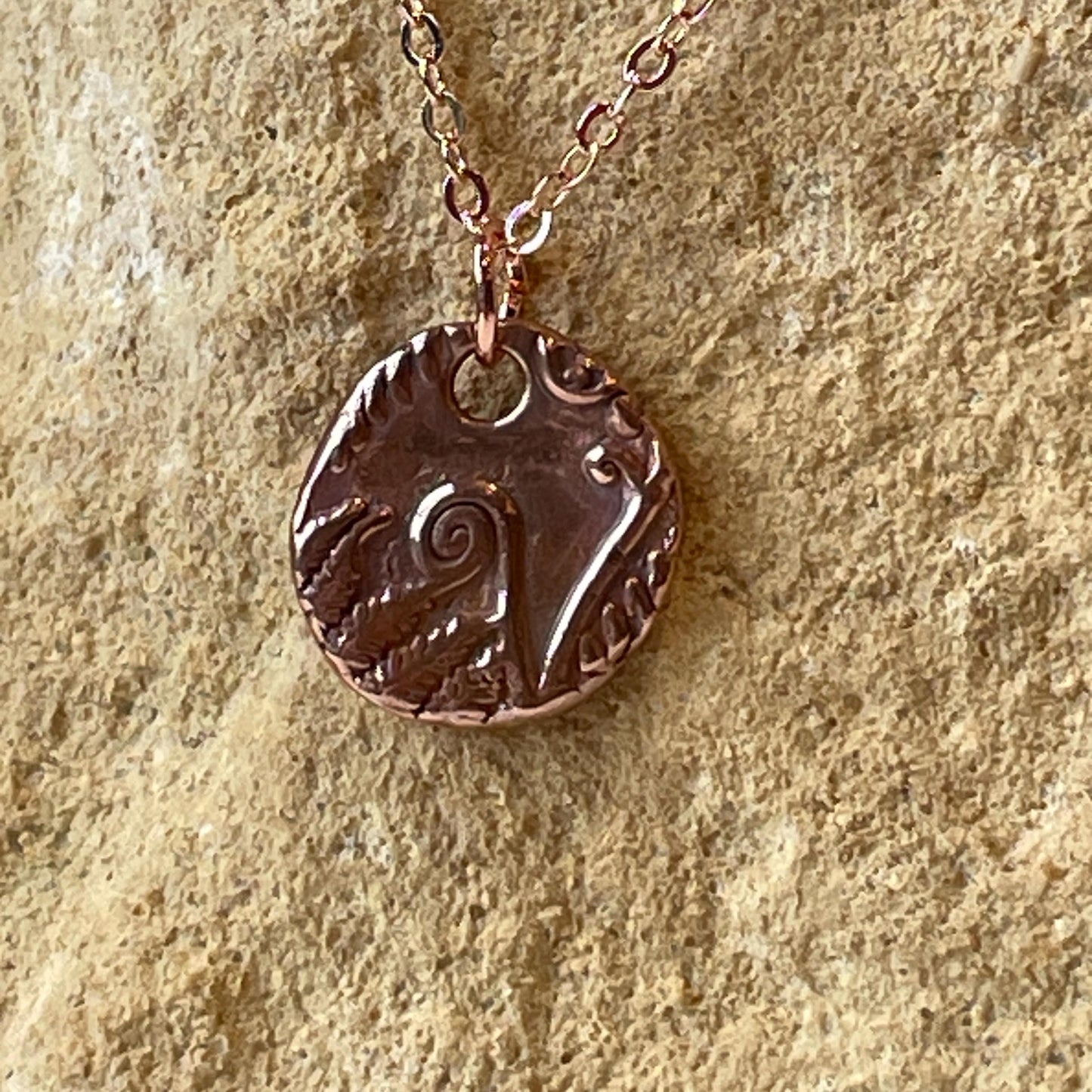 White Boar Forge Petite Bracken Pendant Handmade Botanical Fern Necklace in Pure Copper Free UK Postage