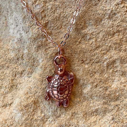 White Boar Forge Tiny Turtle Pendant Necklace Handmade in Pure Copper Free UK Postage