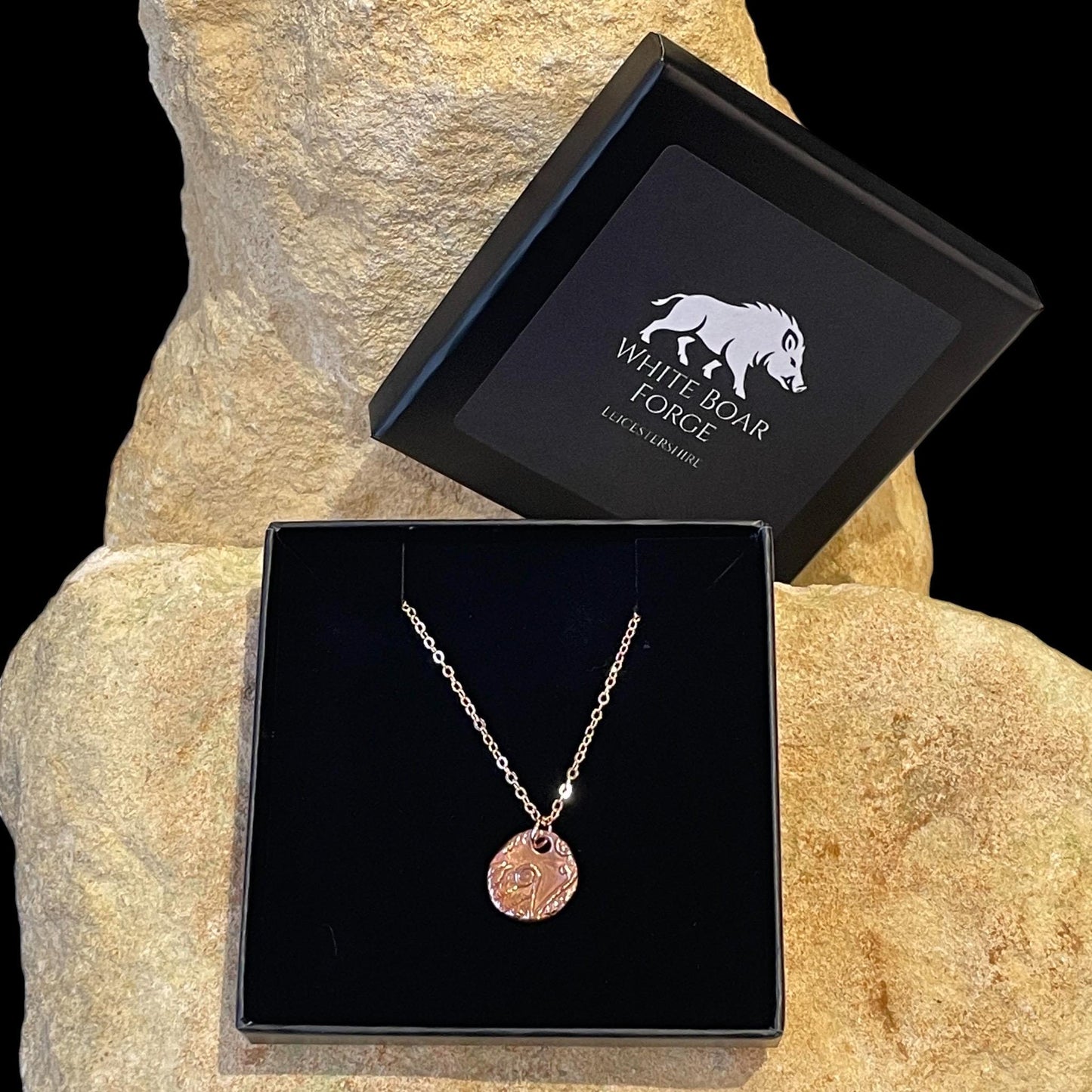 White Boar Forge Petite Bracken Pendant Handmade Botanical Fern Necklace in Pure Copper Free UK Postage