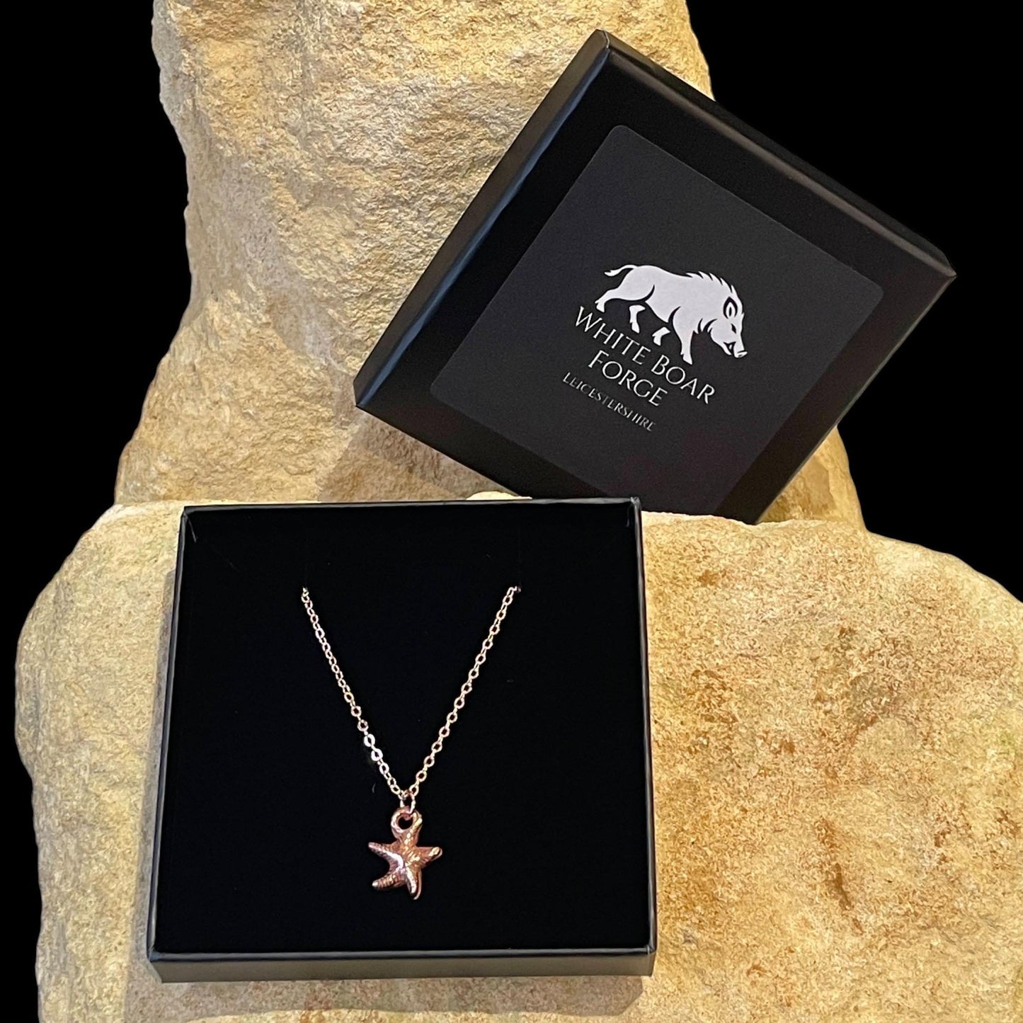 White Boar Forge Small Starfish Pendant Necklace Handmade in Pure Copper Free UK Postage