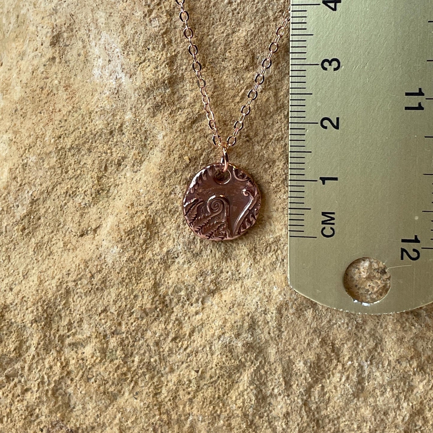 White Boar Forge Petite Bracken Pendant Handmade Botanical Fern Necklace in Pure Copper Free UK Postage