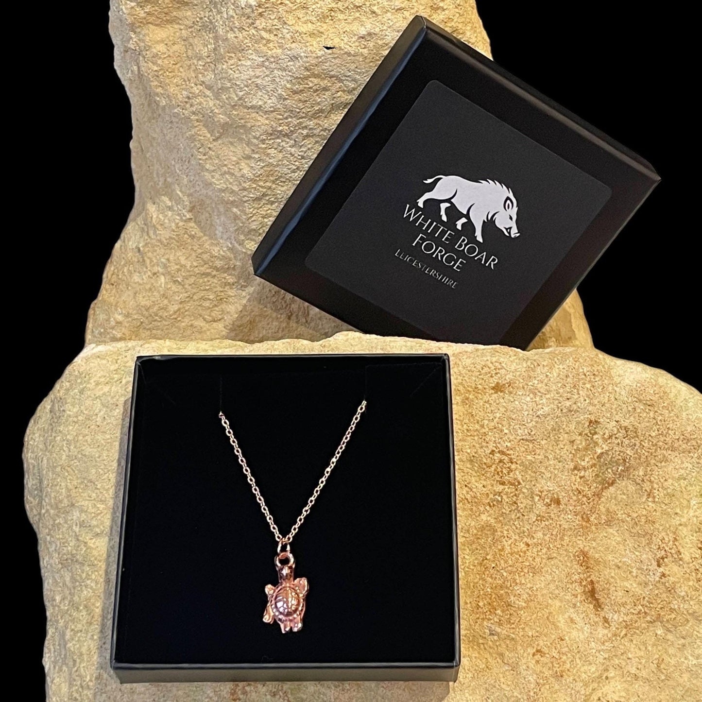 White Boar Forge Tiny Turtle Pendant Necklace Handmade in Pure Copper Free UK Postage