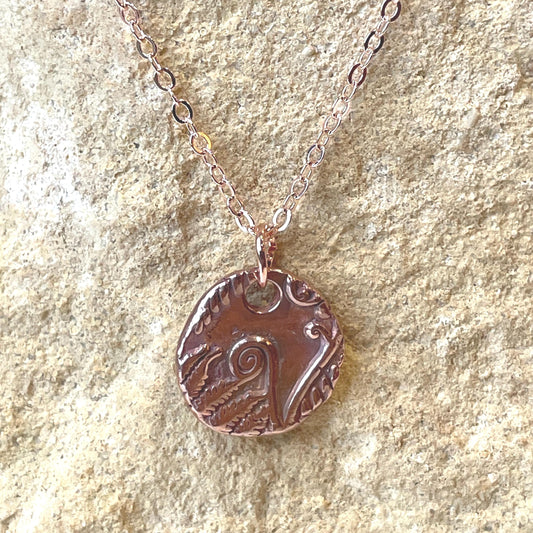 White Boar Forge Petite Bracken Pendant Handmade Botanical Fern Necklace in Pure Copper Free UK Postage