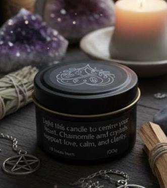 Love Intention Candle – Chamomile Crystals for Rituals, Harmony & Connection
