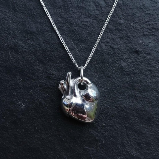 White Boar Forge Anatomical Heart Pendant Necklace,  925 Sterling Silver, Gothic Jewellery, Dark Romance Anatomy Gift