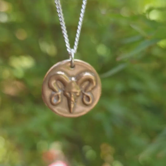 The Votive Ram Pendant – Solid Bronze, Sterling Silver Or Copper Gothic Tattoo Skull Necklace