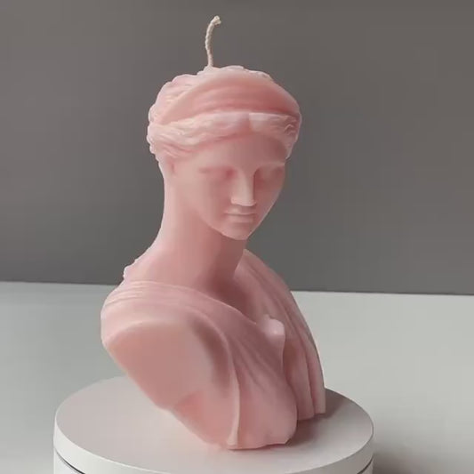 Artemis Candle Large Bust Goddess of Hunt, Moon And Wilderness, Handmade Soy Wax, Mythical Decor Custom Scent & Colour | Free UK Post