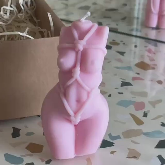 Bondage Shibari Goddess Female Candle: Choice Of Colour & Scent, Soy Blend, Natural Wick, Eco Packaging.