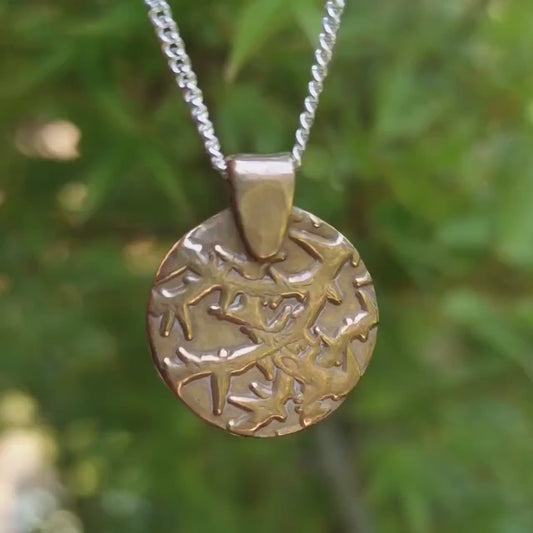 Tangled Thorn Pendant Necklace | Wild Woodland Bramble Medallion | Pure Copper, Solid Bronze, Sterling Silver | Nature Jewellery