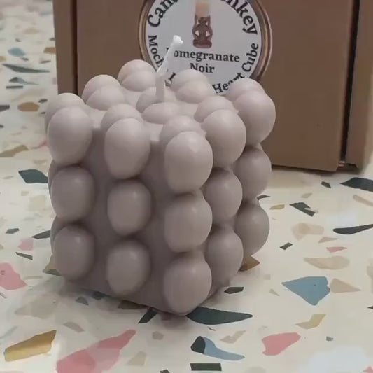 Handmade Bubble Heart Cube Romantic Love Gift Wedding Candle Natural Soy Wax Malone Fragrances & Choice of Colour. Free UK Post