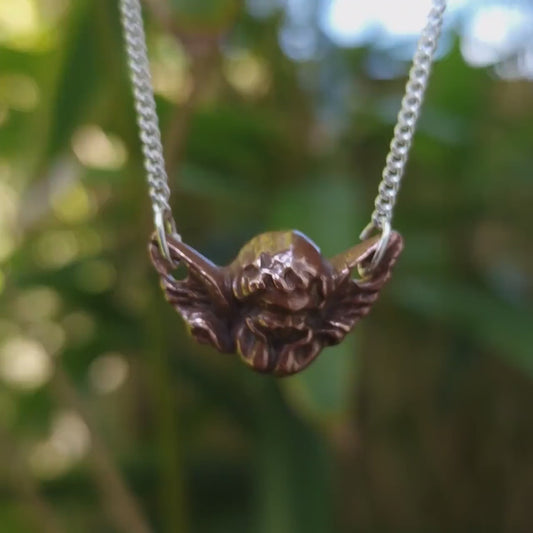 Renaissance 'Putti' Cherub Pendant Necklace, Copper, Bronze or Sterling Silver Handmade Angel Jewellery