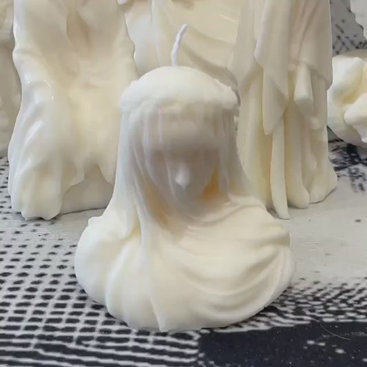 Mausoleum Collection- Small Veiled Lady Sculpture, Handmade Candle to order 70 Scents Free UK Post