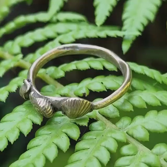 Ocean Relic, Solid Bronze 3 Shell Ring, Organic Handmade Jewellery,  Ancient Artefact Inspired Ring