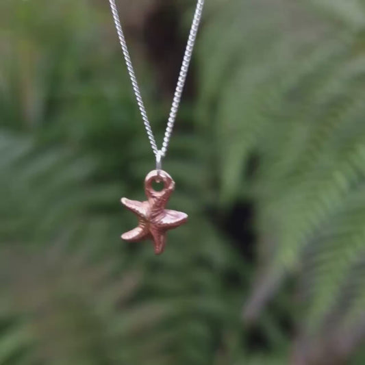 Tiny Starfish Pendant Necklace - Handmade Pure Solid Copper Beach Seaside Jewellery