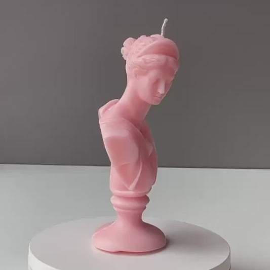 Artemis Candle Medium Bust on Plinth Goddess of Hunt, Moon And Wilderness, Handmade Soy Wax, Mythical Decor | Free UK Post
