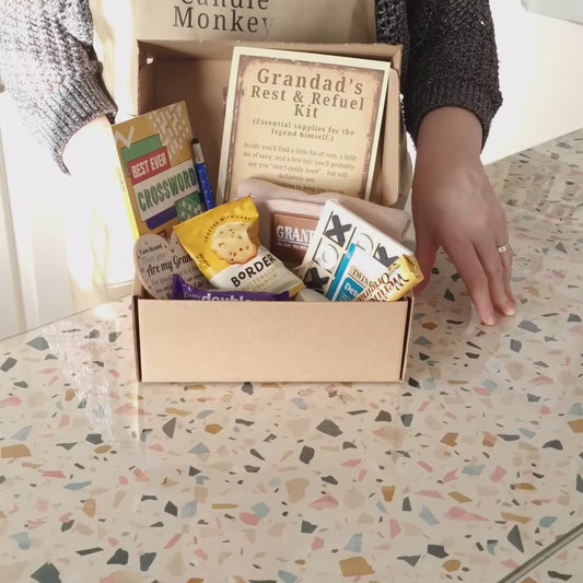 Grandad’s Rest & Refuel Kit - Snacks, Treats & Relaxing Activities Gift Hamper | Free UK Post