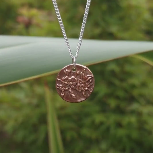 Botanical Blossom Copper, Sterling Silver Or Bronze Pendant – Handmade Botanical Flower Necklace, Nature-Inspired Jewellery Gift
