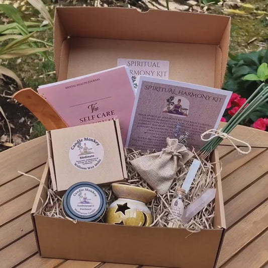 Spiritual Harmony Kit - Luxury Meditation Hamper With Botanicals Wax melts, Celestial Burner, Journal Etc. Birthday Gift Free UK Post