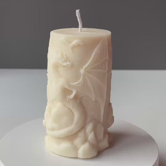 Mythical Dragon Guardian Candle, Relief Soy Wax, Handmade in Leicestershire
