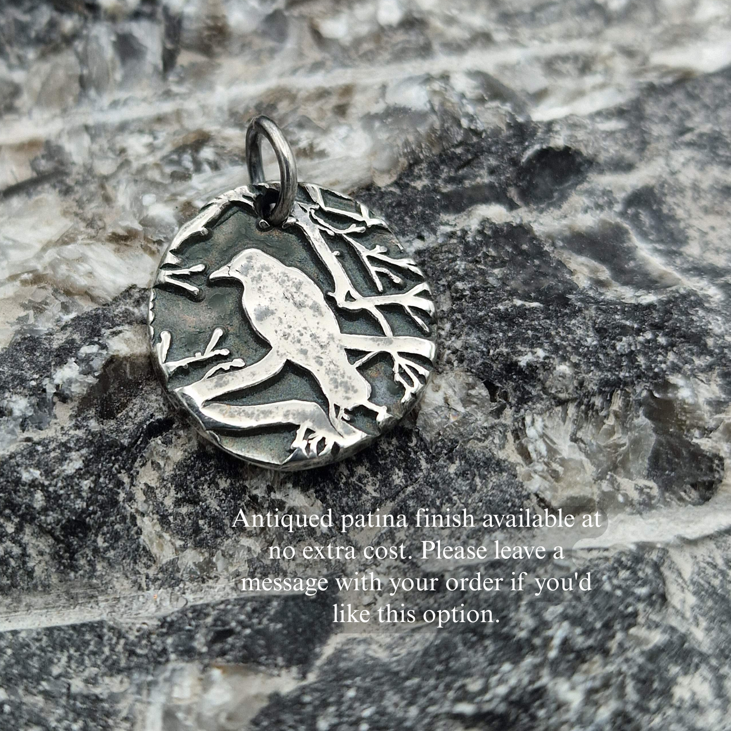 White Boar Forge The Nevermore Sterling Silver Pendant – Raven in the Branches, Edgar Allan Poe Inspired Necklace