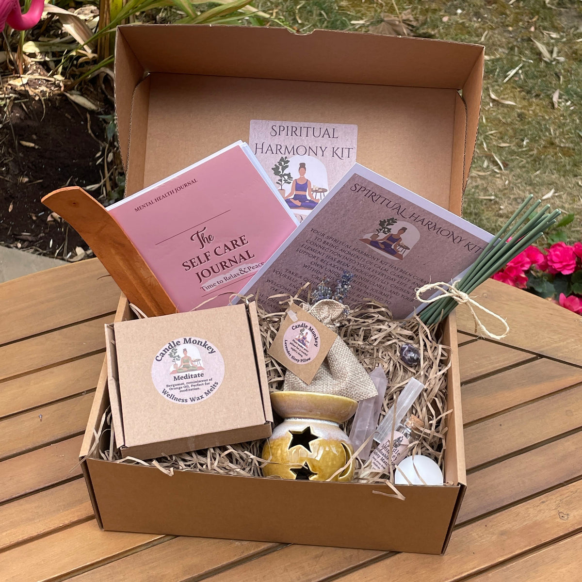 Spiritual Harmony Kit - Luxury Meditation Hamper With Botanicals Wax melts, Celestial Burner, Journal Etc. Birthday Gift Free UK Post