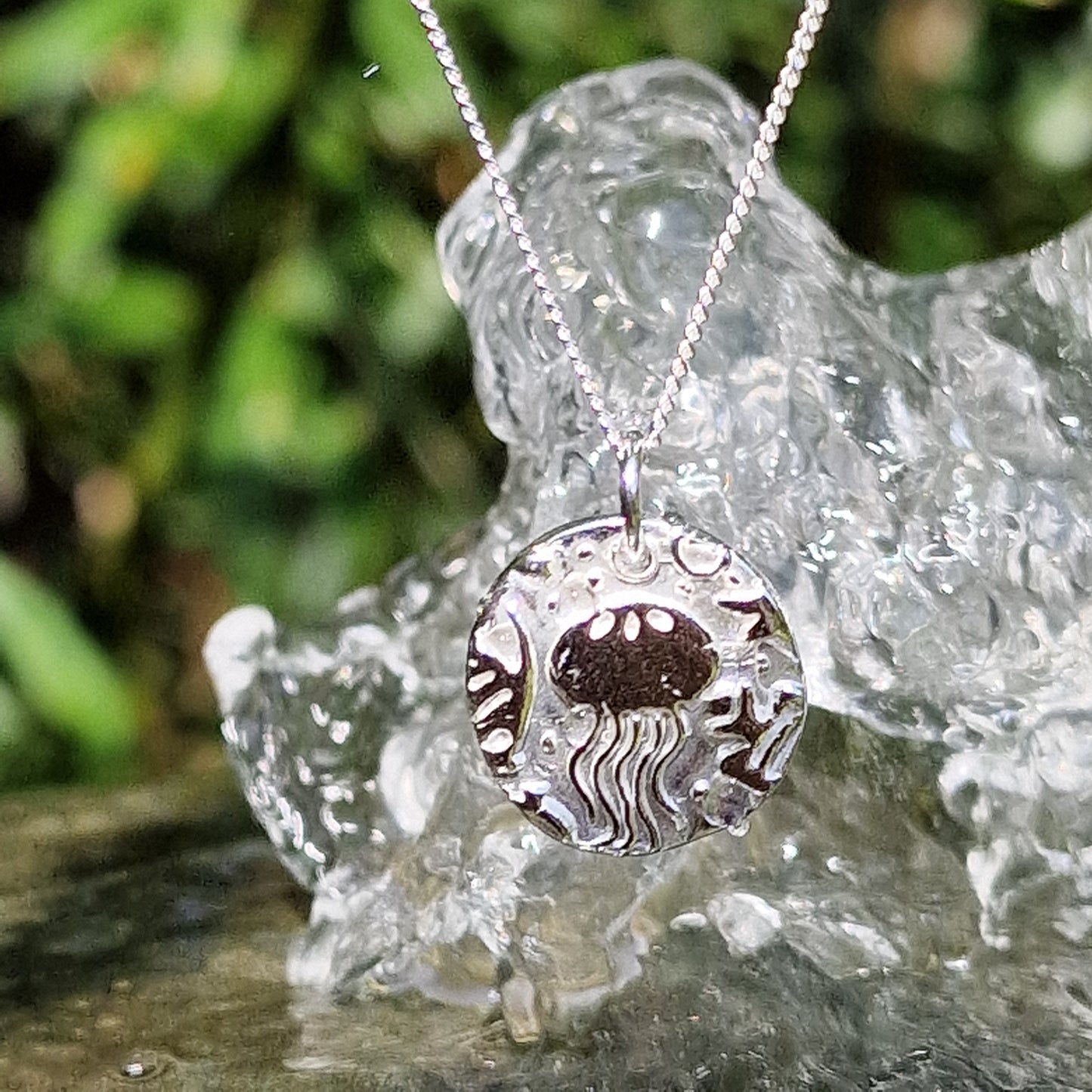 White Boar Forge Aurelia Jellyfish Pendant Necklace Handmade 925 Sterling Silver – Beach Lover,  Ocean Themed Jewellery
