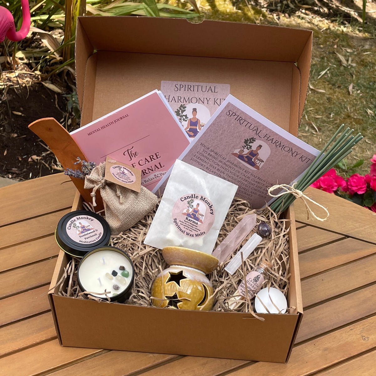 Spiritual Harmony Kit -Meditation Hamper With Botanicals Wax melts, Crystals, Celestial Burner, Journal Etc. Birthday Gift Free UK Post