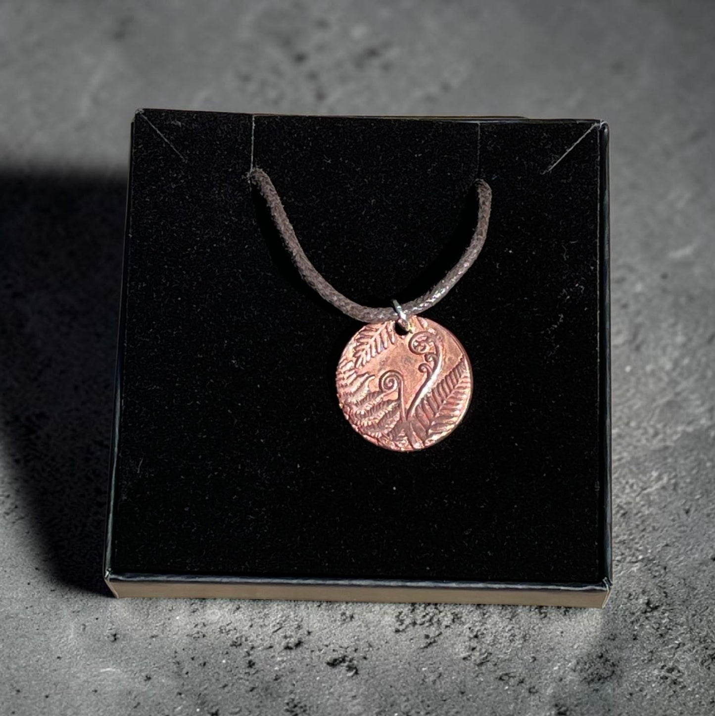 White Boar Forge Bracken Copper & Sterling Silver 2.2cm Pendant – Handmade Botanical Fern Necklace, Nature-Inspired Woodland Jewellery Gift