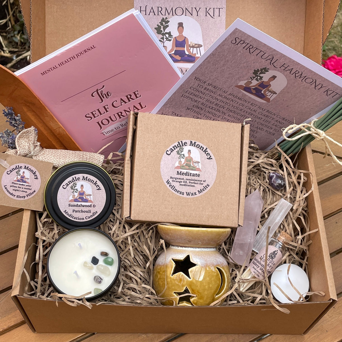 Spiritual Harmony Kit - Luxury Meditation Hamper With Botanicals Wax melts, Celestial Burner, Journal Etc. Birthday Gift Free UK Post