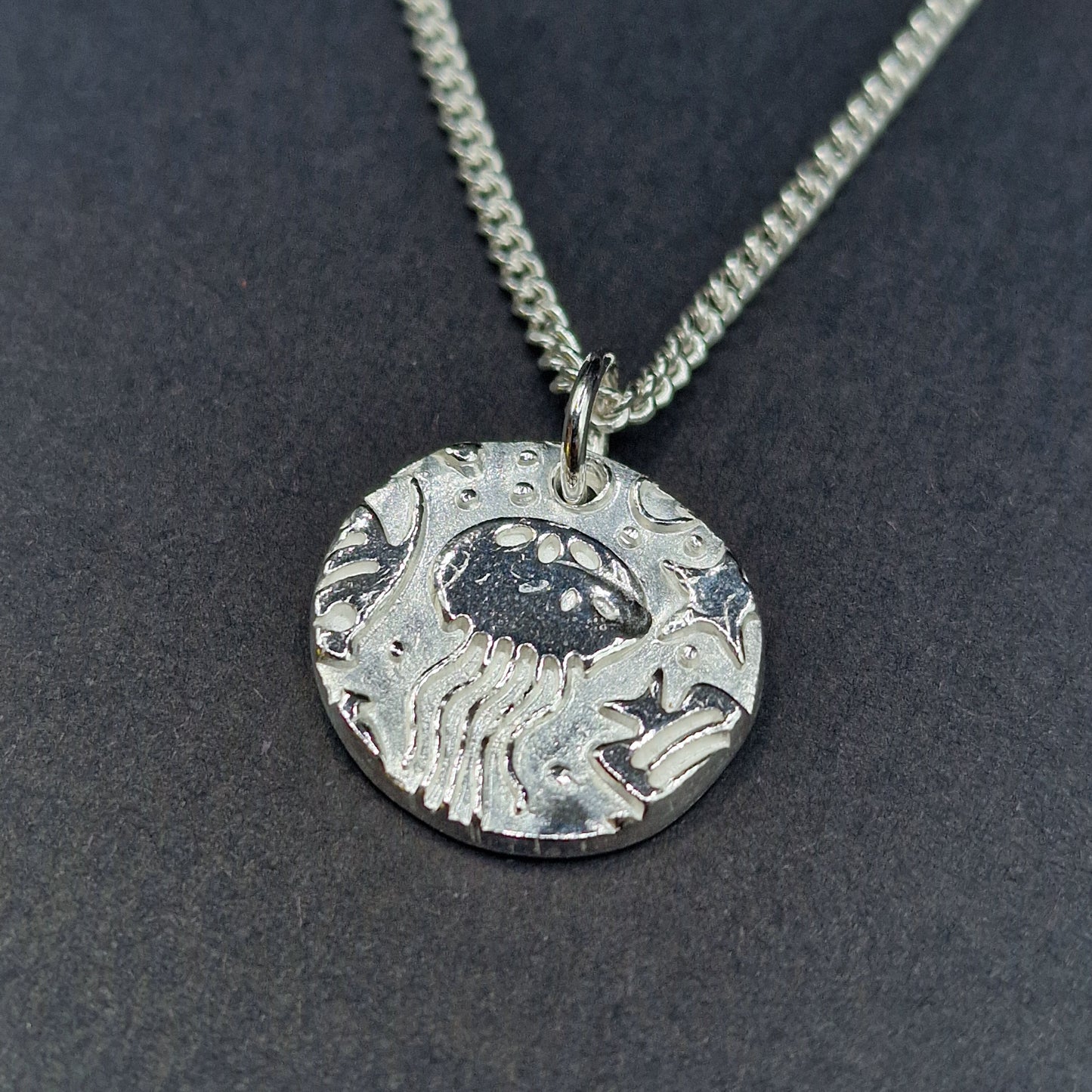White Boar Forge Aurelia Jellyfish Pendant Necklace Handmade 925 Sterling Silver – Beach Lover,  Ocean Themed Jewellery