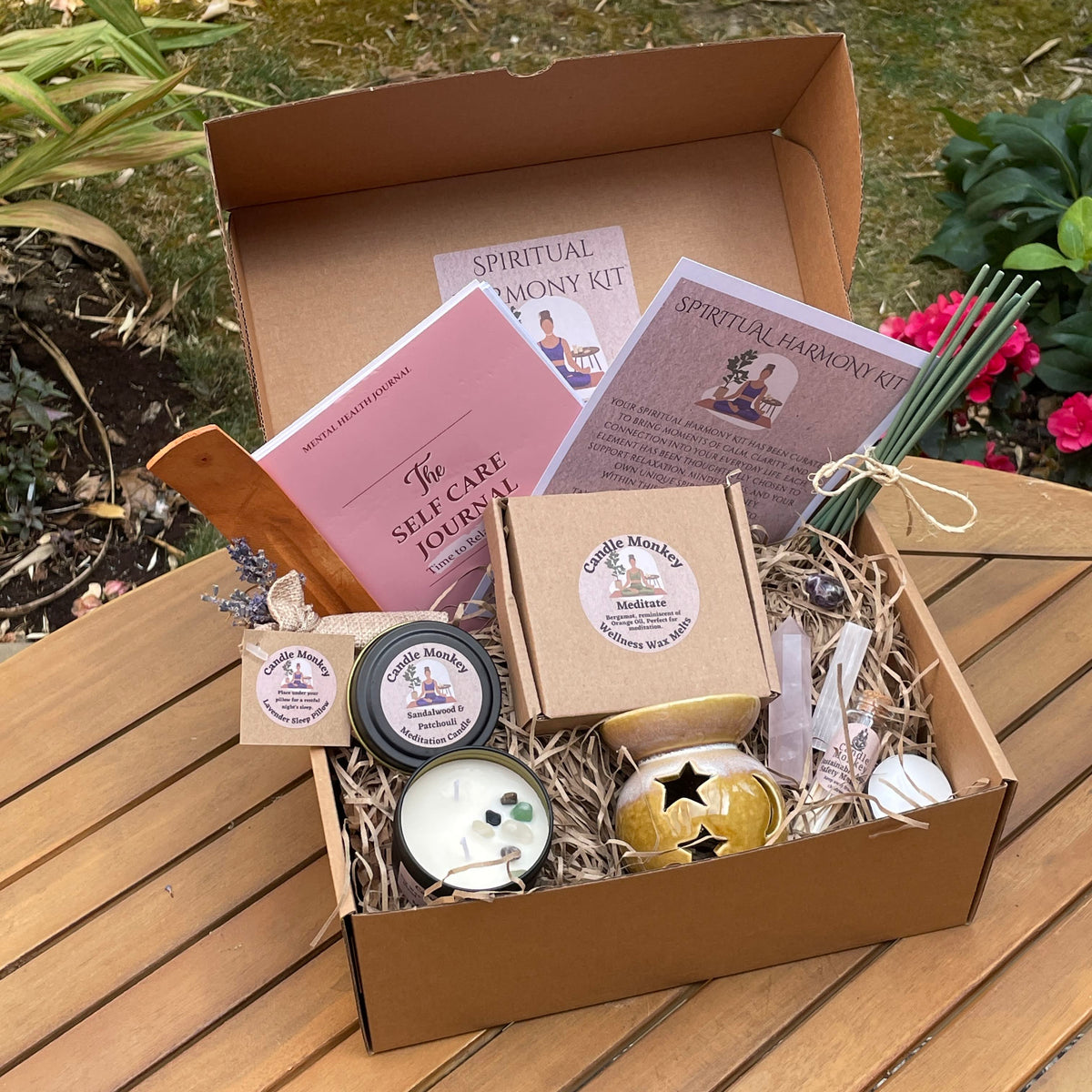 Spiritual Harmony Kit - Luxury Meditation Hamper With Botanicals Wax melts, Celestial Burner, Journal Etc. Birthday Gift Free UK Post