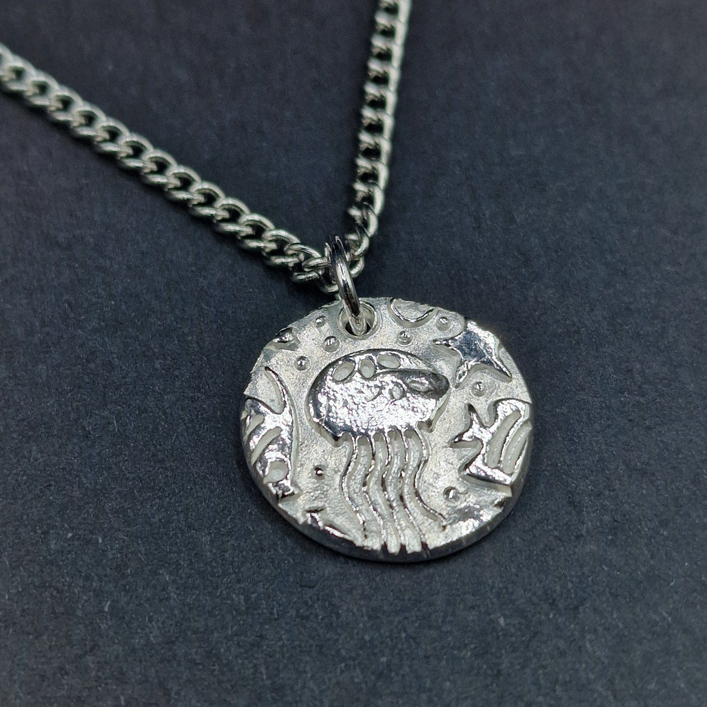 White Boar Forge Aurelia Jellyfish Pendant Necklace Handmade 925 Sterling Silver – Beach Lover,  Ocean Themed Jewellery