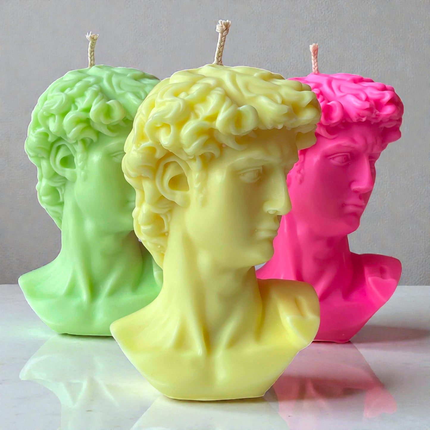 Michelangelo David – Renaissance Art Sculpture Bust – Handmade Soy Blend Candle, Multiple Colours & Fragrances, Bespoke Gift, UK Free Post